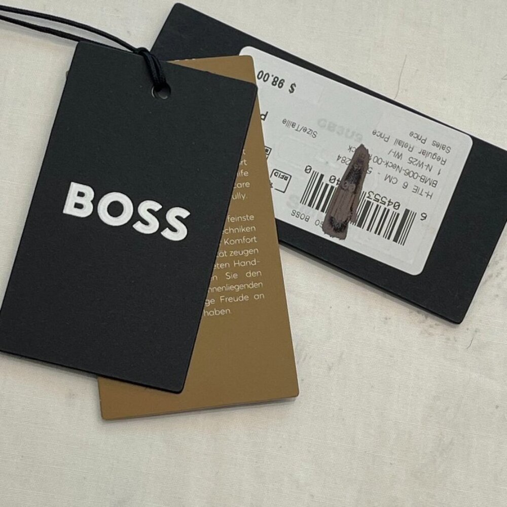 NEW BOSS Solid Silk Tie Black Slim 2.25" Width Made in Italy - Picture 6 of 9